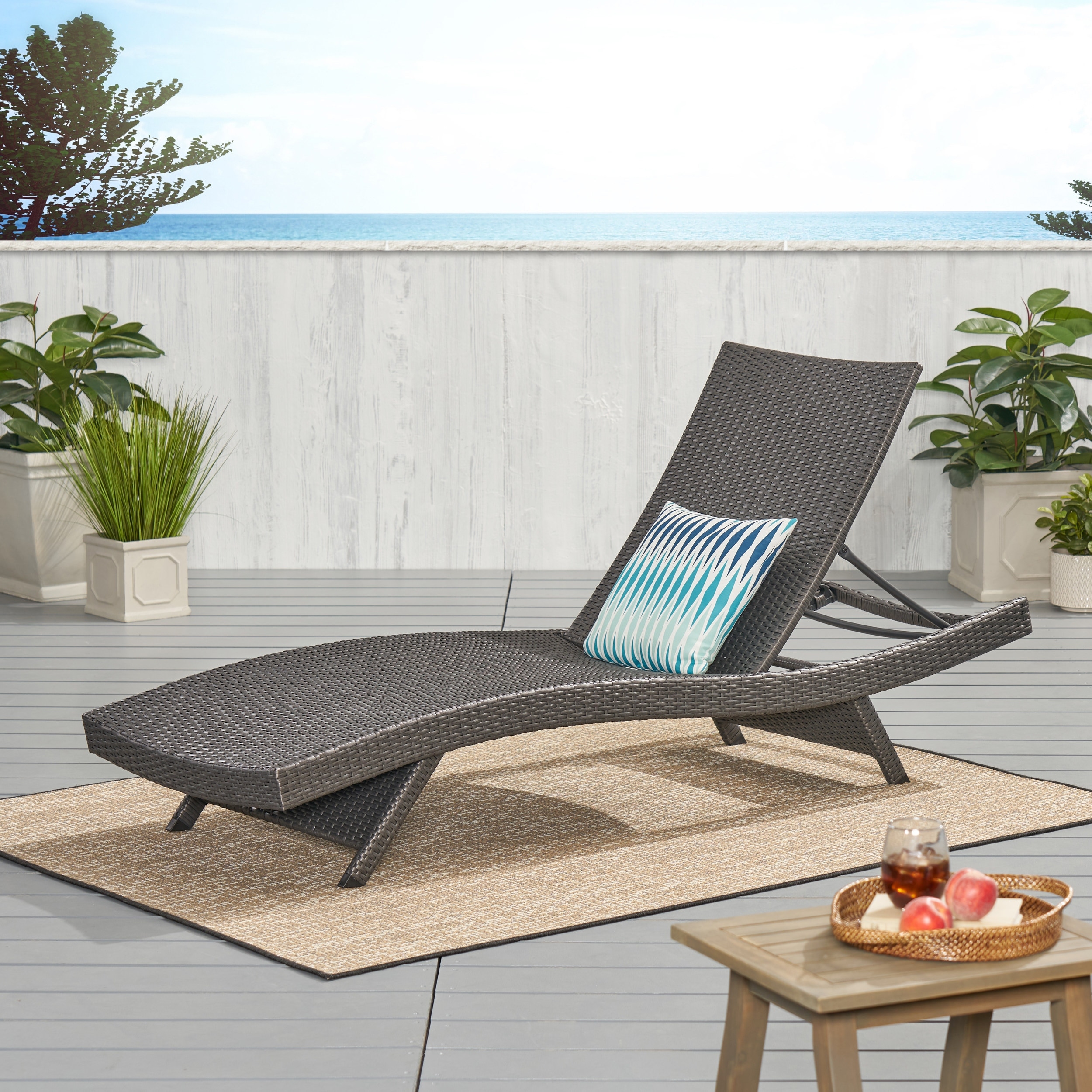 Christopher Knight Home Salem Outdoor Grey Wicker Chaise Lounge Chair  by  Brown No Cover - image 3 of 5