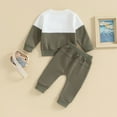 thumbnail image 3 of Winter Baby Boy Clothes Girl Fall Color Block Long Sleeve Elastic Waist 6 12 18 24 Months Everyday Outfit Set 2 Pcs Toddler Baby Boys Fall Winter Clothes Sweatshirt Pullover Tops + Joggers Pants Set, 3 of 7