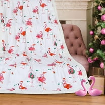 Christmas Flamingo Gifts Pink Flamingo Blanket Soft and Warm Holiday Throw Blanket Flamingo Christmas Decor for Christmas Flamingo Party Cozy Gifts for Men Women 60 x 50