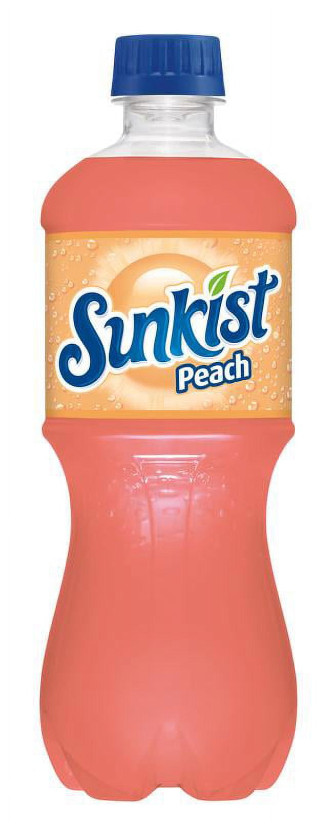 (5 pack) Sunkist Caffeine Free Peach Soda Pop, 20 fl oz, Bottle