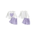 thumbnail image 2 of Gupgi 2pcs Kids Baby Girl Valentine Outfits 0-4 Years Toddler Long Sleeve Heart Print Rib Tops Ruffle Shorts, 2 of 9