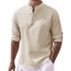 thumbnail image 3 of Camisas Para Hombre Manga Corta Camisa de hombre Manga larga Hebilla abierta Camisa casual a cuadros Top (Khaki, 3XL), 3 of 6
