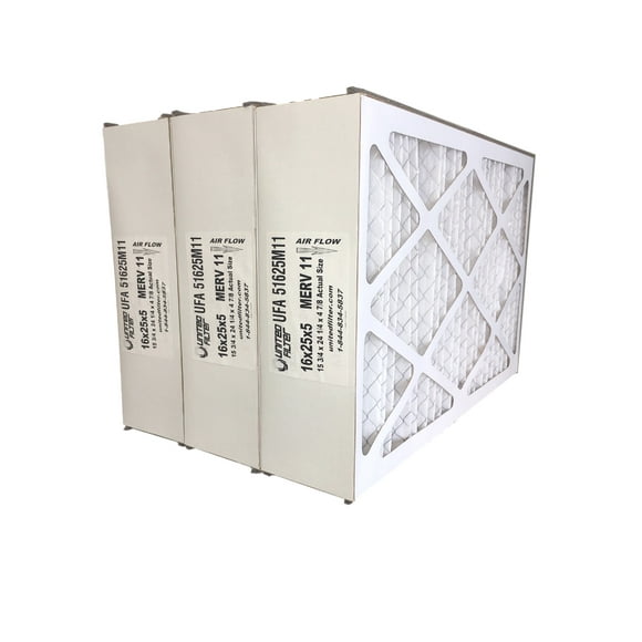 United Filter Compatible 16x25x5 MERV 11 GeneralAire #4511 ReservePro Pleated HVAC AC Furnace Air Filters (3 Pack)
