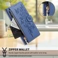 thumbnail image 6 of Case For iPhone 13 Pro Max Butterfly Flower Multi-card Holder Zipper Wallet With Lanyard Magnetic Clasp Flip Stand Leather Phone Case,Blue,For iPhone 13 Pro Max, 6 of 9