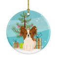 thumbnail image 1 of Merry Christmas Tree Papillon Red White Ceramic Ornament, 1 of 1