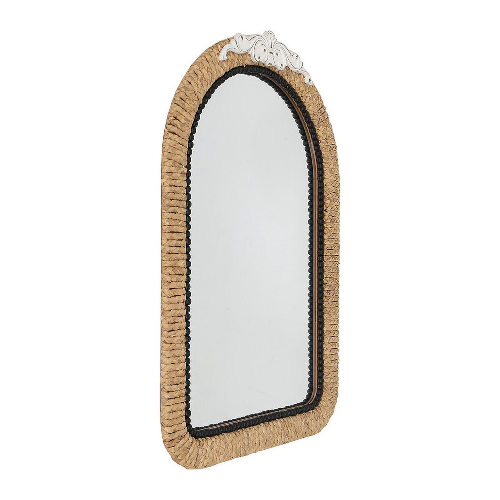 Serenity Arched Rattan Frame Boho Wood Wall Mirror