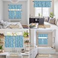thumbnail image 6 of Light Blue Teal Kitchen Curtains Sets for Windows 24 Inch Length, Retro Botanical Abstract Art Rod Pocket Window Treatments Tier Curtains and Valances Set for Bedroom/Bathroom, 6 of 8