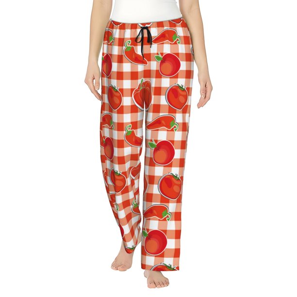 Fotbe Tomatoes And Chili Pantalones de Pijama para Mujer, Pantalones de Dormir, Pantalones Pj con Cordón y Bolsillos-XX-Large