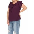 thumbnail image 2 of Women's Plus Size Casual Pleated Front Petal Cap Sleeve Round Neck Tee Blouse Top, 2 of 6