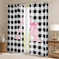 thumbnail image 2 of Manfei Monogrammed A Design Blackout Curtains,Geometric Grid Print Window Curtains Pack of 2 (38x45 Each), 2 of 6