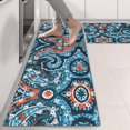 thumbnail image 2 of Kitchen Rugs Sets Of 2,Blue Ethnic Paisley Pattern Anti Fatigue Kitchen Mat Rugs Non Slip Washable,Decorative Kitchen Floor Mats for Kitchen,Sink,Laundry,17"X47", 2 of 5