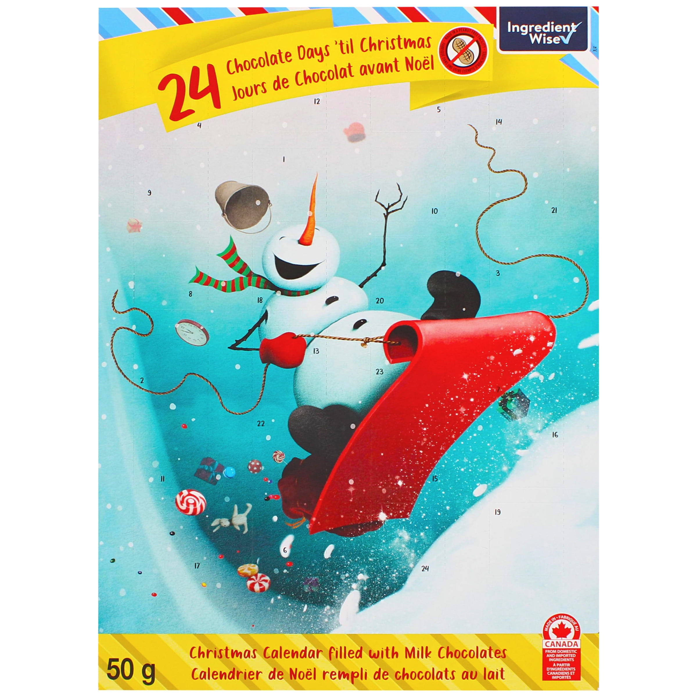 Great Value 24 Chocolate Days ‘til Christmas Advent Calendar., 50 g