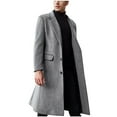 thumbnail image 2 of Babysbule Mens Jackets Men's British Style Solid Color Long Coat Fashionable Warm Woolen Overcoat, 2 of 7
