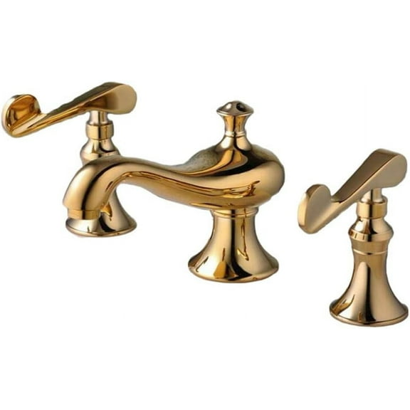 Bathroom Sink Taps 3 Hole Golden Hot and Cold Brass Taps for Bathroom Basin