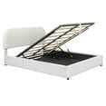 thumbnail image 3 of Newboti Teddy Fleece Queen Size Upholstered Platform Bed with Hydraulic Storage System, White 671641867917701, 3 of 17