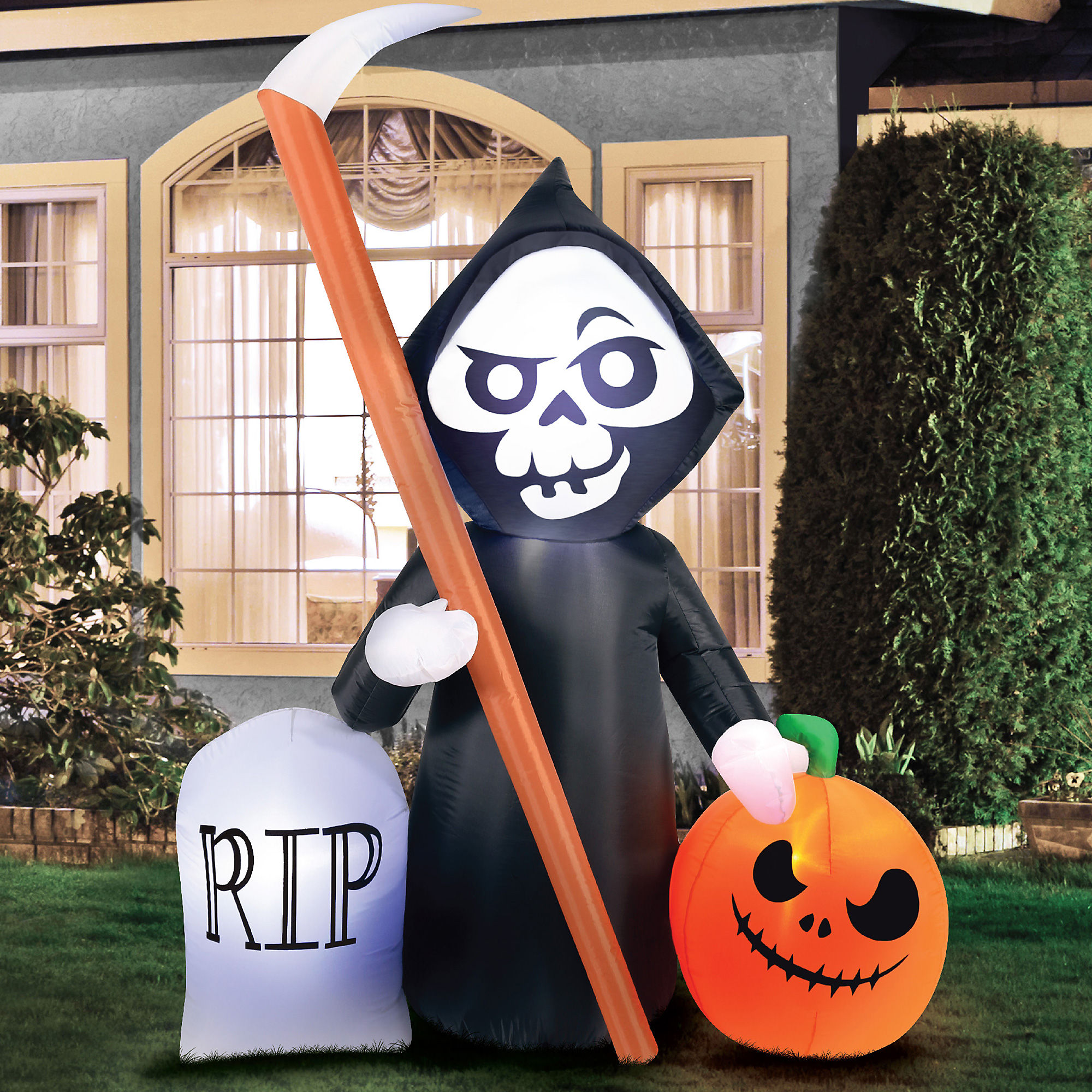 5.5' Inflatable Reaper and Pumpkin Scene - Walmart.com
