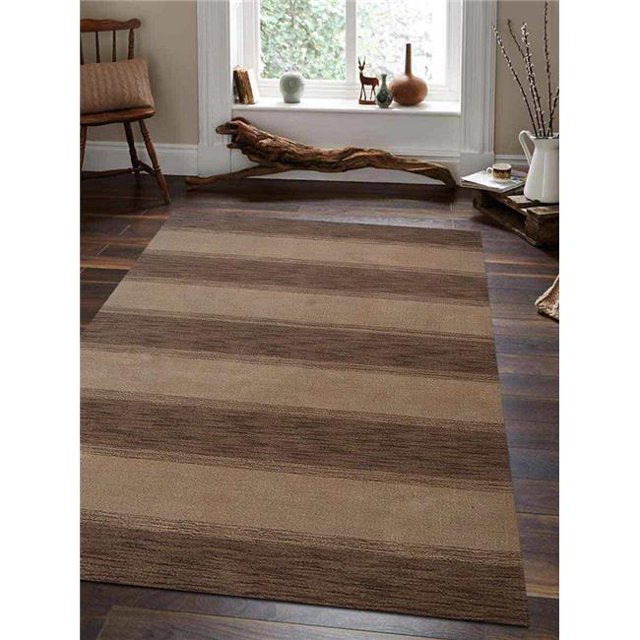5 x 8 ft. Contemporary Hand Knotted Loom Wool Area Rug, Brown & Beige