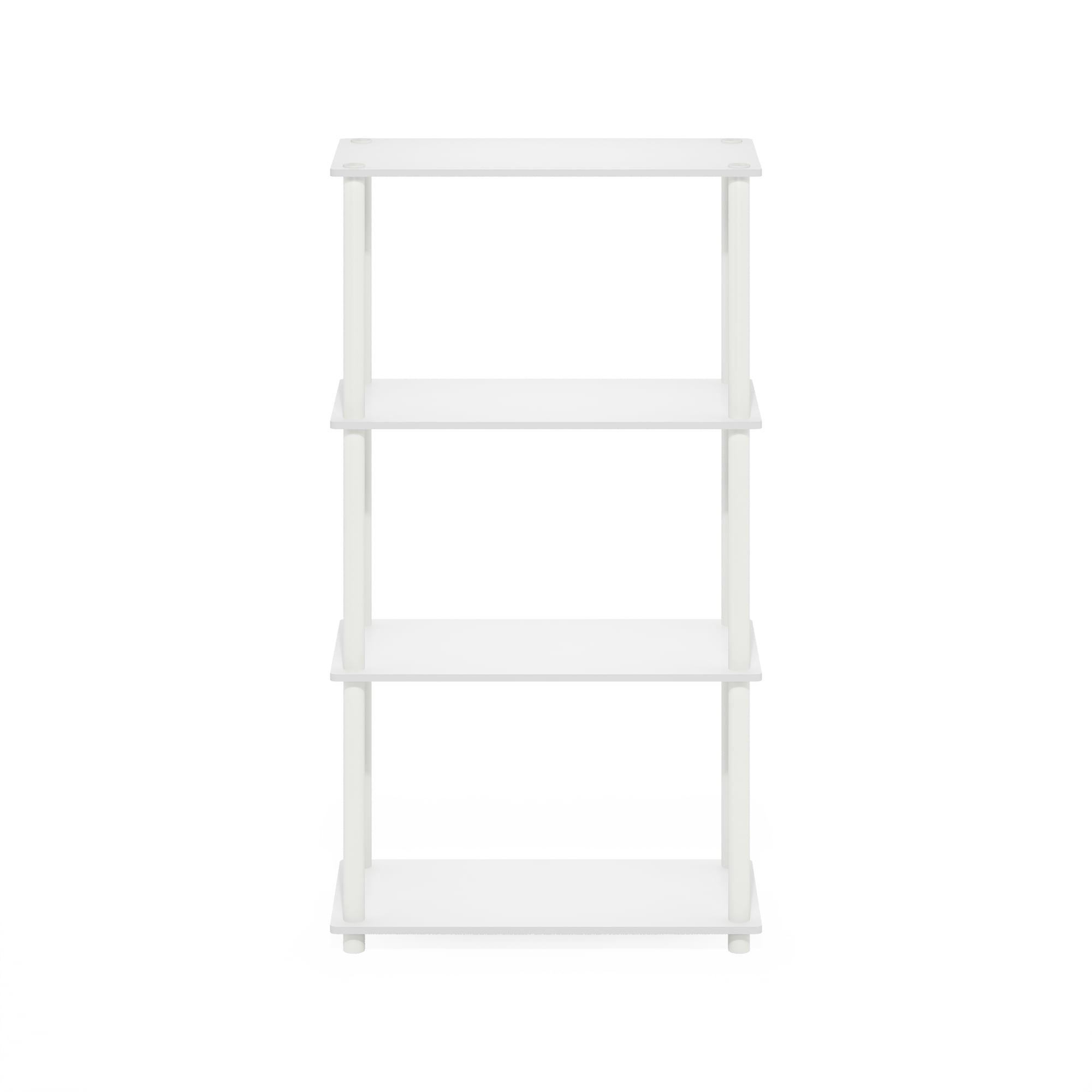 Furinno Turn-N-Tube 4-Tier Multipurpose Shelf Display Rack, White/White