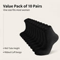 thumbnail image 6 of 10 Pairs Unisex Black Thin Cotton Mini Crew Ankle Socks, One Size Elastic Arch Support Athletic Socks, Reinforced Toe Heel Casual Gym Running All Season Socks, 6 of 7