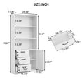 thumbnail image 2 of 6-Tier Bookshelf with Door and 3 Drawers,71in Tall Wood Bookcase with 3 Tier Shelves for Bedroom Living Room Entrance Hallway, 2 of 8
