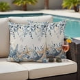 thumbnail image 4 of Blue Eucalyptus Coastal Outdoor Waterproof Pillow Covers, Beach Starfish Shell Nautical Rustic Decorative Square Throw Pillowcase Sofa Cushion Sham for Patio/Couch/Chair, 16"x16" 2 Pack, 4 of 8