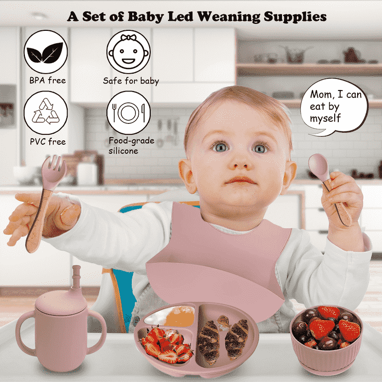Remonda 23-Piece BPA-Free Silicone Baby Feeding Set - Suction Plates, Bowls, Spoons, Teethers, BLW E-Book (Green)