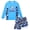 Blue, variant on 2 Piece Boy's Swimsuit Set Long Sleeve Kids Rash Guard Bathing Suit Swimswear with Swim Trunks for 8-12Y