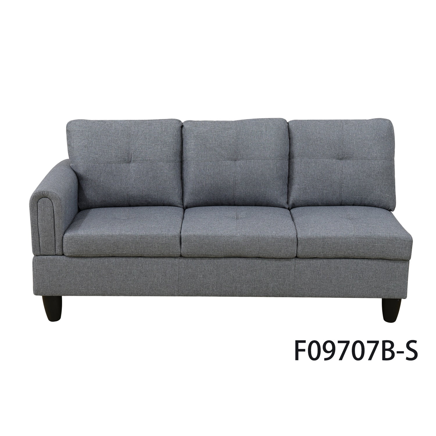 Hommoo Modern 4-seat Linen Sectional Couch Sofa, L Shaped Living Room Furniture Sets Sectional Couches and Sofas, Gray(No Ottoman)
