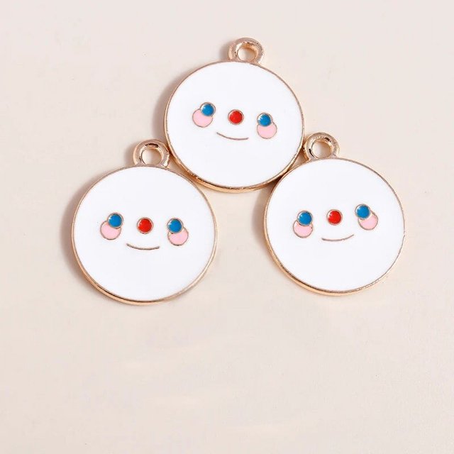 10 Uds. De dijes de Navidad rojos esmaltados, muñeco de nieve, sombrero de Papá Noel, pingüino, hombre de jengibre, joyería DIY, pendientes, collar, colgantes
