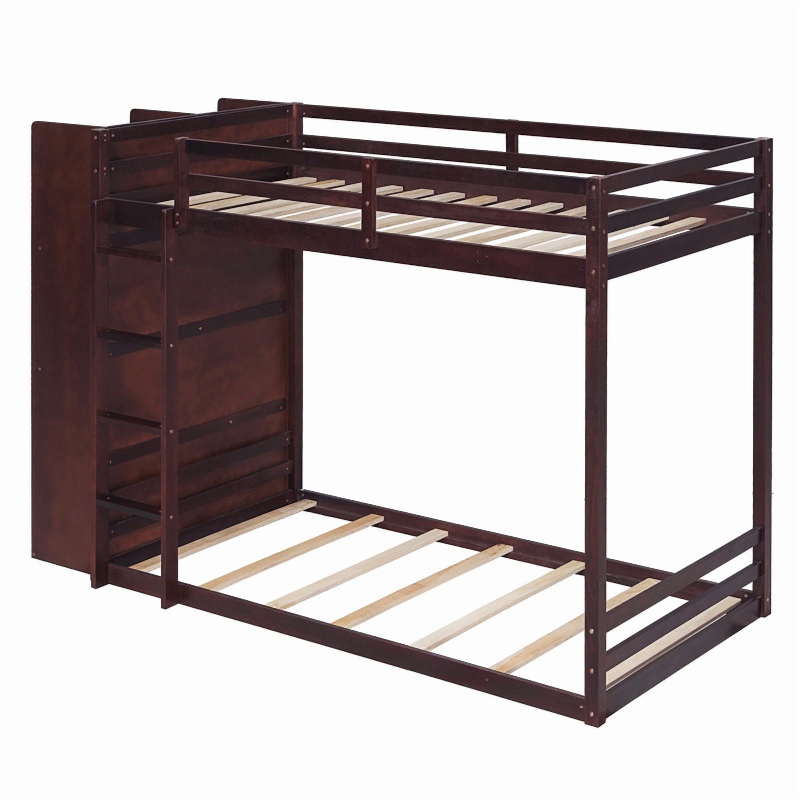Twin Over Twin Bunk Bed with 6 Storage Drawers, 2-Tier Shelves & LED Light Strip, Reversible Wooden Bunk Bed Frame, Space-Saving Kids Bedroom Furniture
