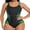 Green&Black, variant on Womens One Piece Sport Swimsuits High Cut Bathing Suits Adjustable Straps Athletic Competition Racing Swimwear