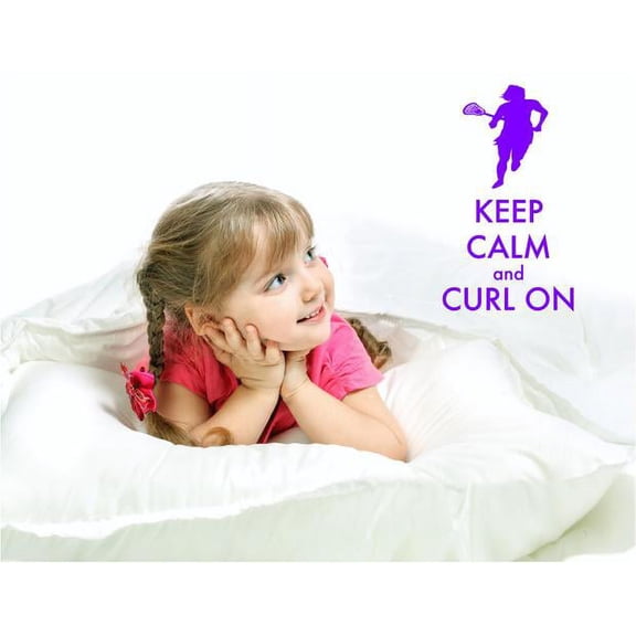 Vinyl Wall Decal: Large Lacrosse Wall Decal / Sticker | Keep Calm and Curl On | 20"x38" [DS13]