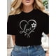 thumbnail image 1 of Happy Valentine's Day Pink Love Heart Print Shirt T-Shirt Casual Short Sleeve TopFather's Day, MotheCamisetas para mujer, lindas camisetas con estampado gráfico, de manga corta, estilo casual, para ve, 1 of 7