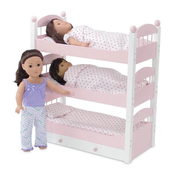 Emily Rose 18 Inch Doll Stackable Bunk Bed - Triple Bunk Furniture Includes 3 Sets of Doll Bedding | Fits 15 to 18 Inch Dolls