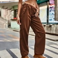 thumbnail image 3 of RYRJJ Baggy Parachute Pants for Women Drawstring Elastic Low Waist Ruched Cargo Pants Multiple Pockets Jogger Y2K Streetwear Pants(Brown,XL), 3 of 5