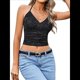 thumbnail image 3 of Camisola de Encaje Y2K para Mujer, Top Corto con Cuello Halter, Ajustado, Sin Mangas, para Salir, Tendencia 2025. Negro XL, 3 of 8