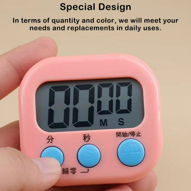 Becaristey Kitchen Timer Mini Digital Electronic Timing Tools Square Alarm Clock Restaurant Cooking Baking Study Sports Games White