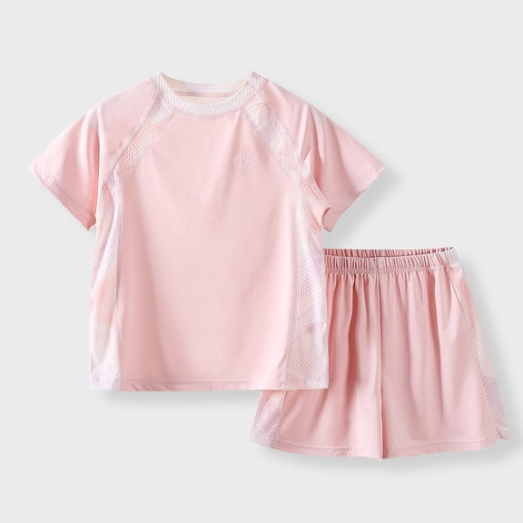 ATOGUTA Girls Summer Clothes Kids Short Sleeve T Shirts and Elastic Waist Shorts Size 1T-15 Sporty Outfit Set Pink