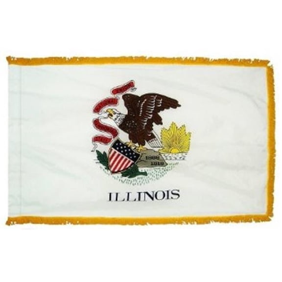 Annin Flagmakers 141490 3 ft. x 5 ft. Indoor and Parade Colonial Nyl-Glo Illinois Flag with Fringe