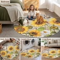 thumbnail image 5 of Farm Flowers Round Area Rug 3Ft Washable Small Circle Rugs for Kitchen Entryway, Retro Sunflowers Barn Doors Butterfly Wood Board Non-Slip Carpet Floor Mats Indoor Outdoor Carpet Runner Home Decor, 5 of 8
