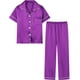 thumbnail image 1 of Conjunto de pijama Umeyda para niñas, satén, ropa de dormir, color morado, 11-12 años, 1 of 5