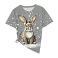 thumbnail image 4 of Mifsaly Easter Shirts for Women Short Sleeve Crewneck T-Shirt Realistic Easter Rabbit Floral Print Summer Graphic Tee Top Casual Holiday Shirt S, 4 of 5