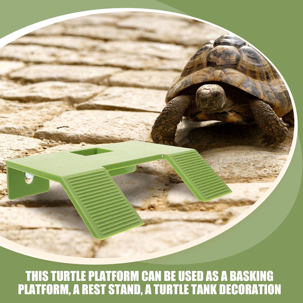 COMPUKAS Turtle Climbing and Basking Platform in Green ABS Plastic, 1 Set for Water Turtles Habitat