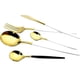 thumbnail image 5 of Zhuge Juego de cubiertos de 24 piezas: juego de cubiertos reutilizables de acero inoxidable con tenedores(juego de 6, mango blanco y dorado), 5 of 5