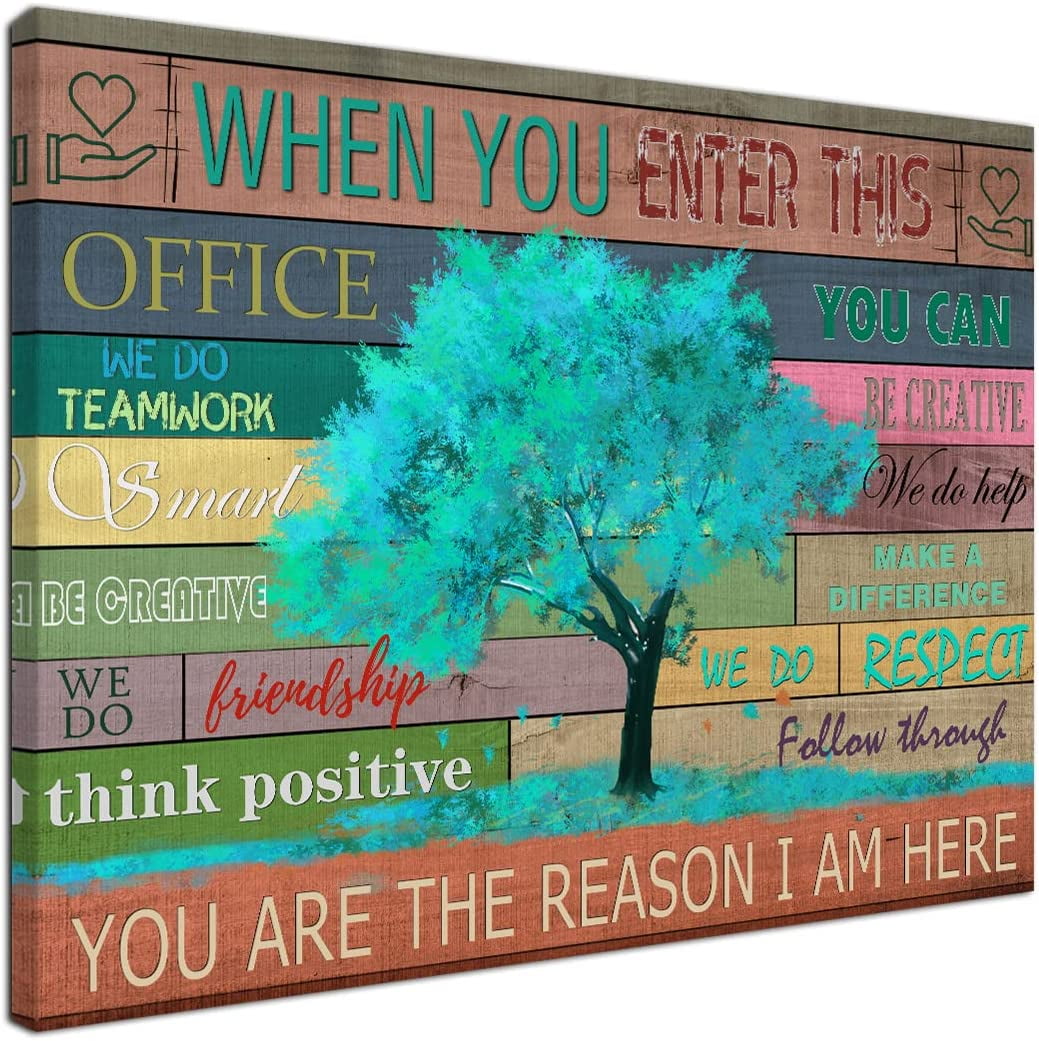 In This Office Inspiring Wall Art Positive Quotes Wall Décor Turquoise