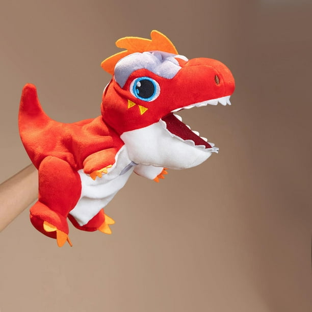 Juguete de Peluche Hugo Marioneta de Mano Dinosaurio Rojo