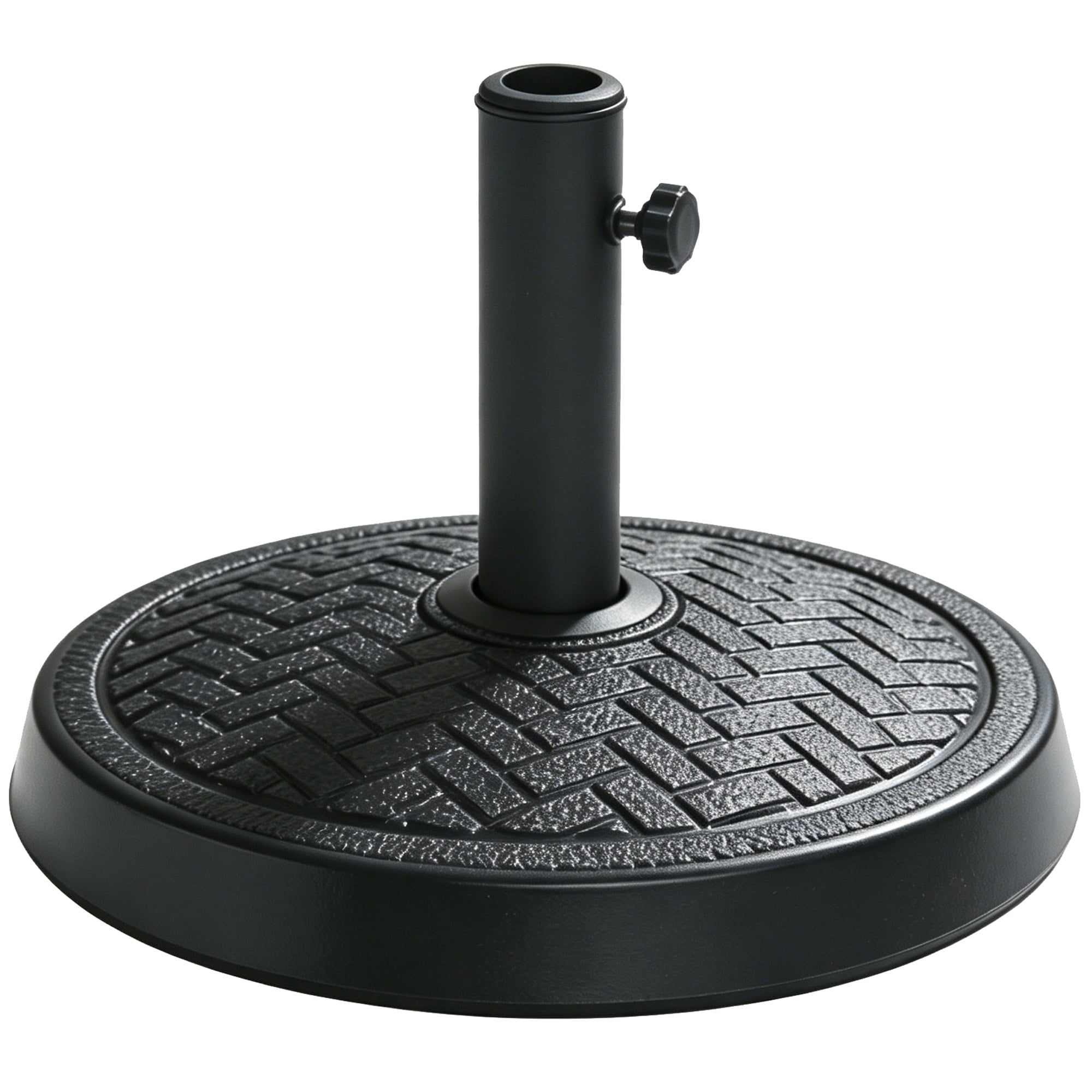 black patio umbrella base stand Petal perfectly suited for residential terraces Renwick Outdoor 20" Patio Market
