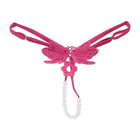 Ploknplq Thongs for Women Womens Underwear Sexy Crotchless Panties for Women Transparent Hot Pearl Pants Open Crotch Thong Panties Panties for Women Womens Underwear Cotton Hot Pink One Size
