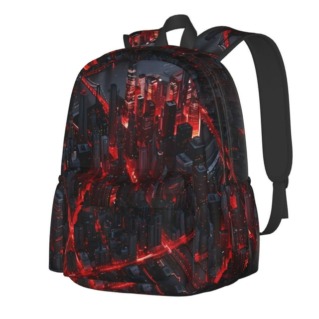 Disketp Cyberpunk Cityscape Lights Mochila Escolar de Gran Capacidad y Peso Ligero, Mochila de Viaje Ideal para Escuela, Trabajo y Uso Diario, Cómoda y con Estilo