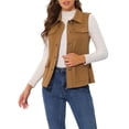 thumbnail image 1 of INSPIRE CHIC Women's Utility Cargo Vest Button Front Sleeveless Faux Suede Jacket with Pockets S Caramel, 1 of 6